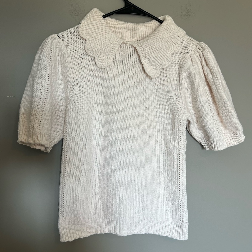 Universal Thread Scalloped Collar Short Sleeve Sweater